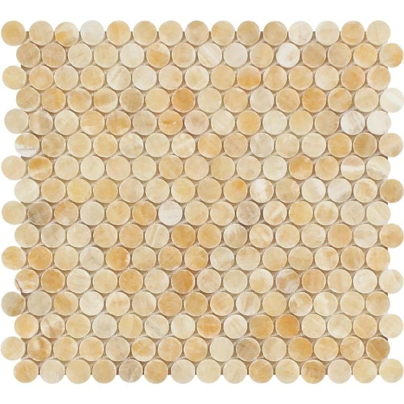 Honey Onyx Penny Round Polished Mosaic Tile