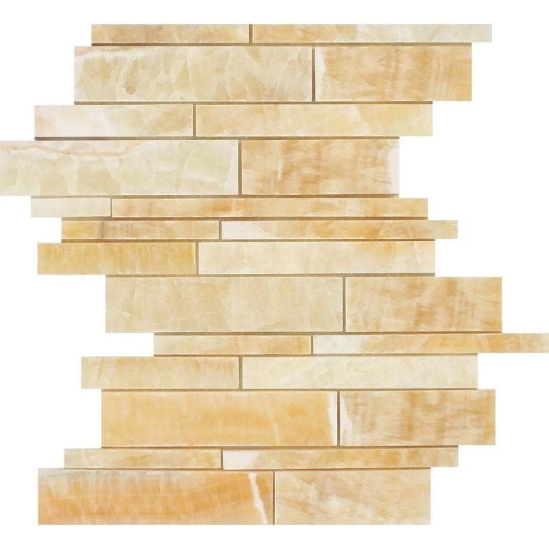 Honey Onyx Random Strip Polished Mosaic Tile
