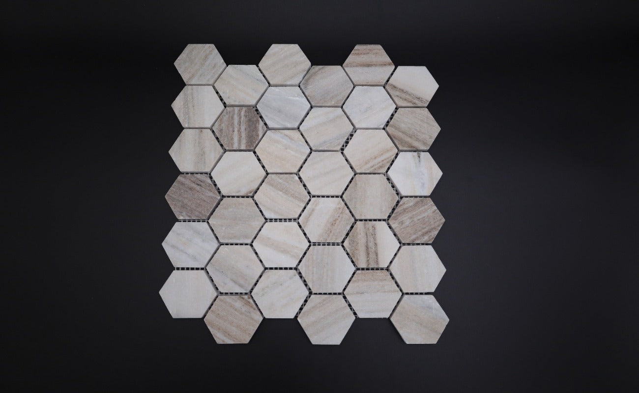 Palissandro (Skyline) Marble 2x2 Hexagon Honed Mosaic Tile