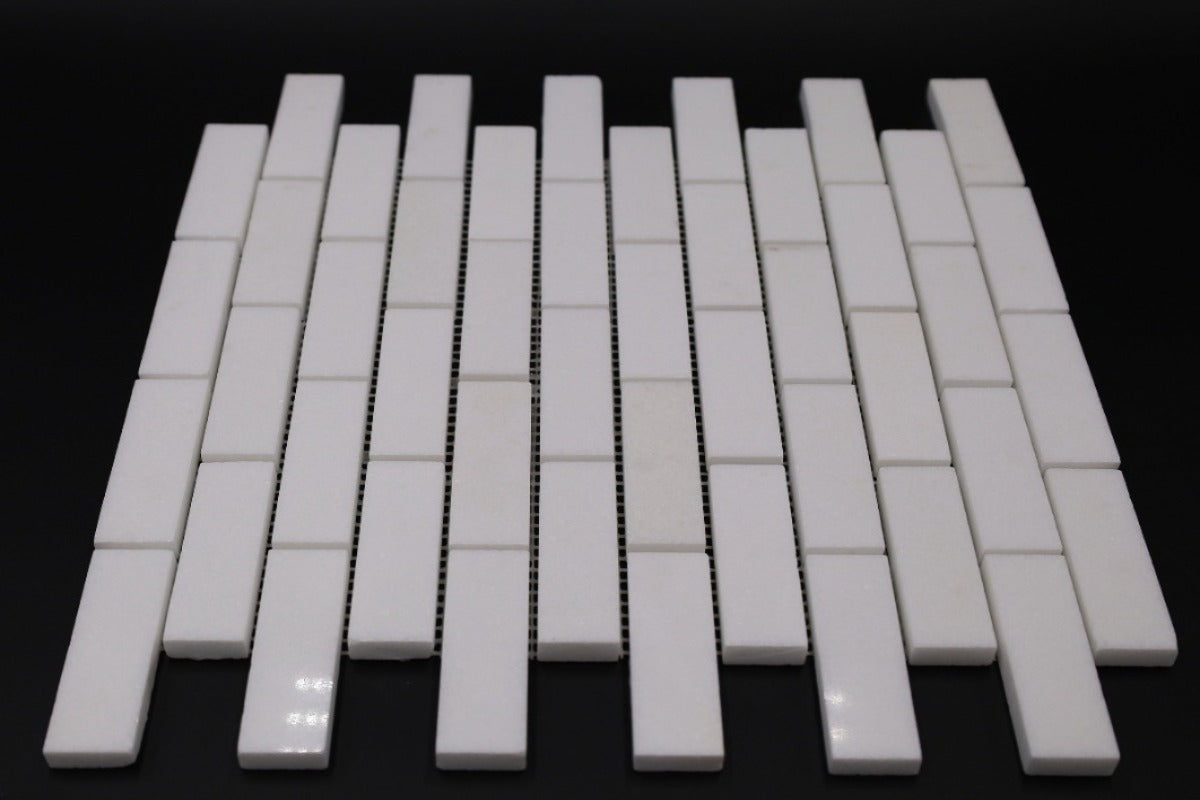 Thassos White Marble 1x3 Honed Mosaic Tile
