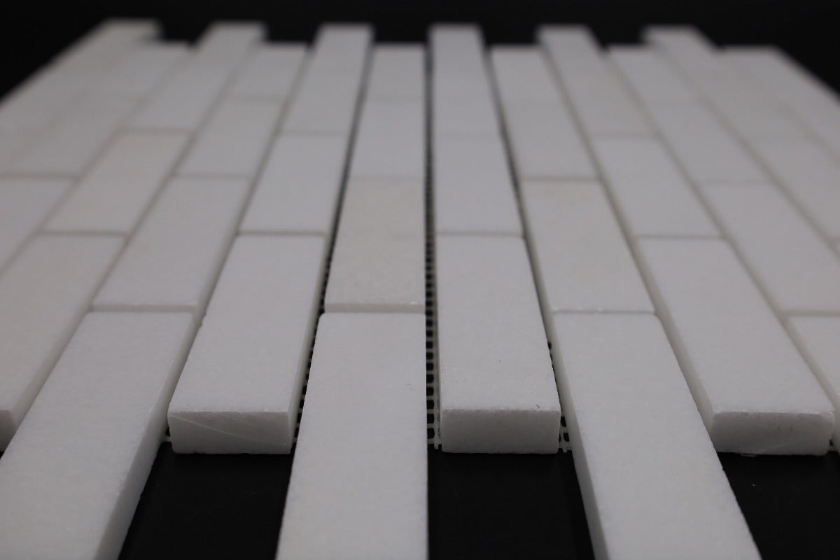Thassos White Marble 1x3 Honed Mosaic Tile