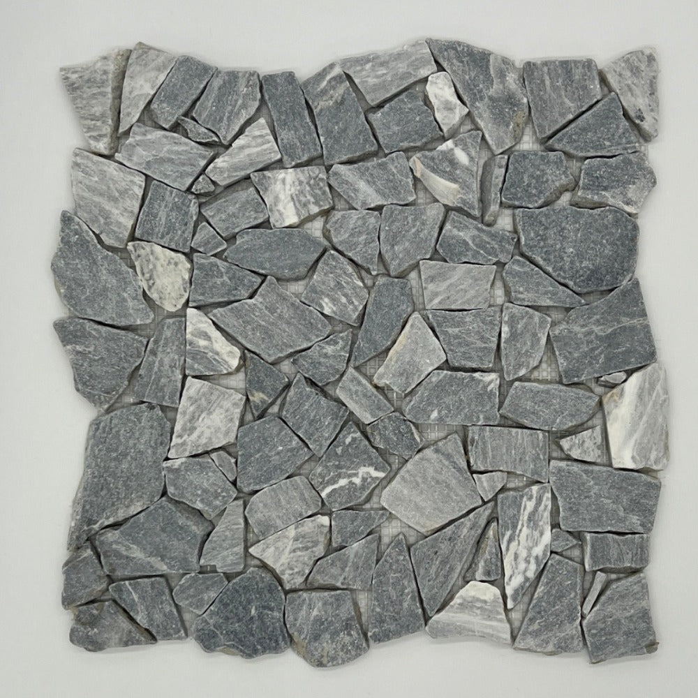 Bardiglio Scuro Marble Flat Pebble / Paledian (Random Broken) Mosaic Tile
