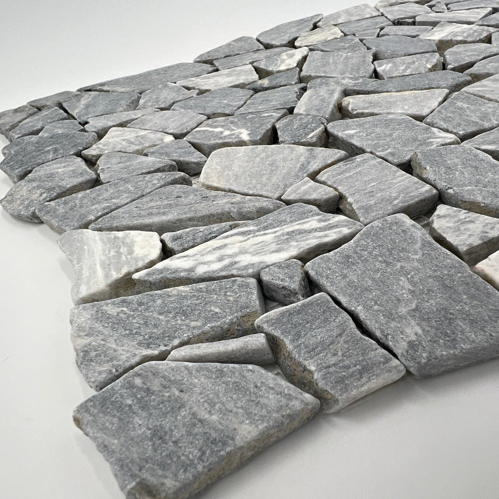 Bardiglio Scuro Marble Flat Pebble / Paledian (Random Broken) Mosaic Tile