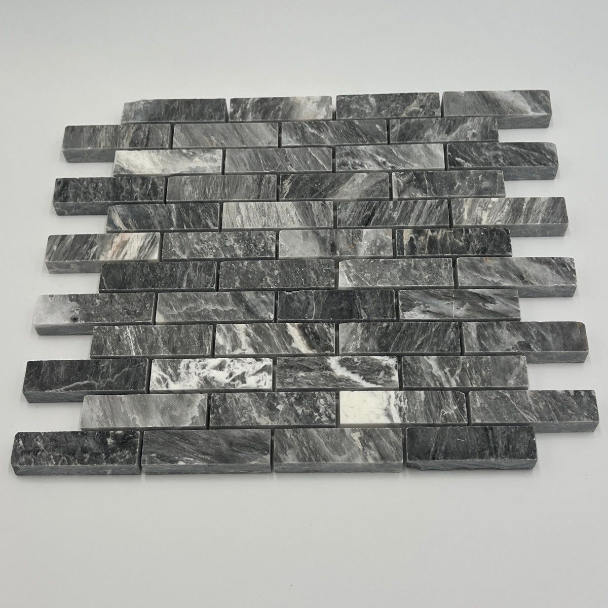 Bardiglio Grey Marble 1x3 Brick Polished Mosaic Tile (Clearance)