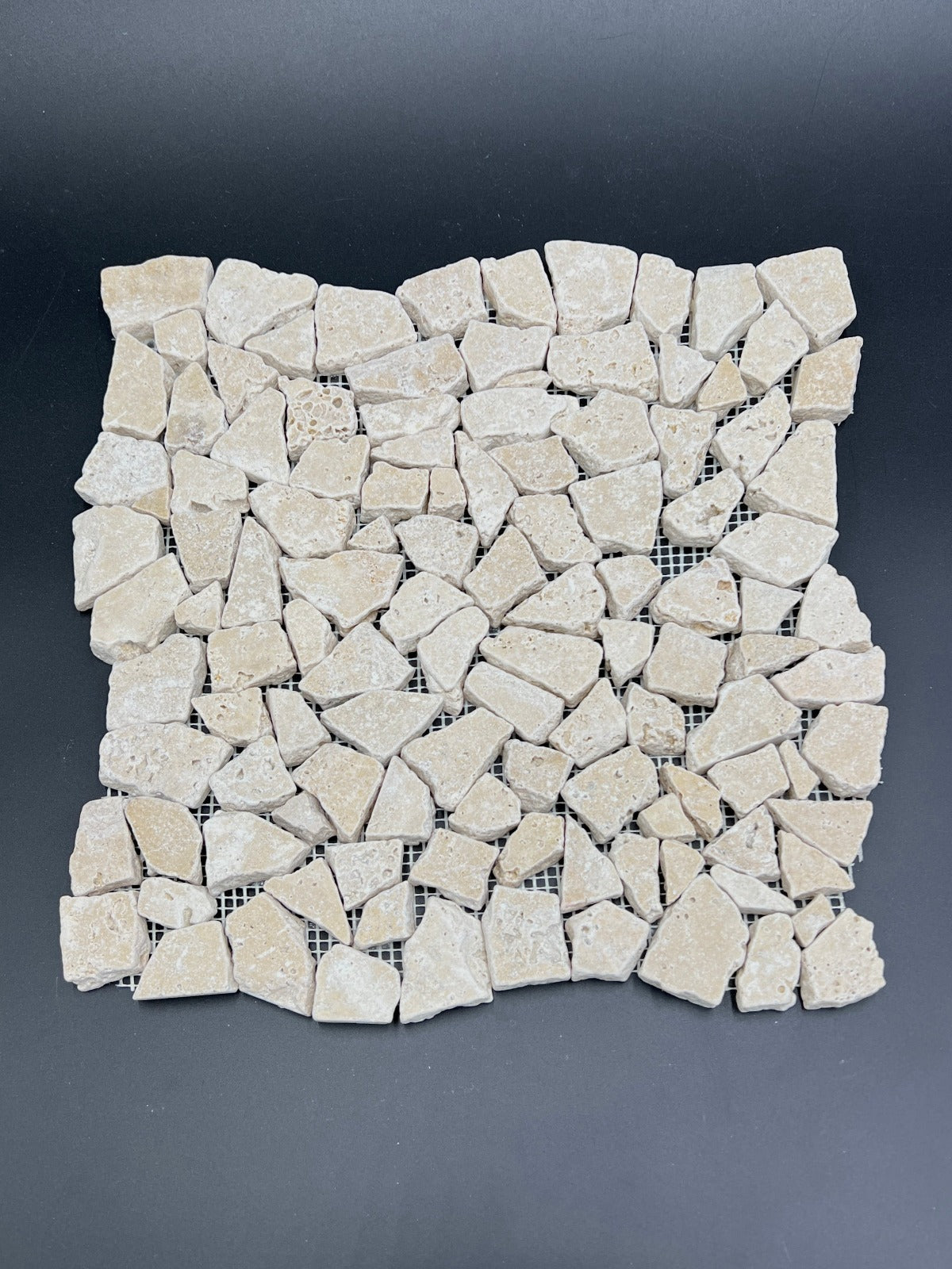 Ivory Travertine Flat Pebble / Paledian (Random Broken) Mosaic Tile