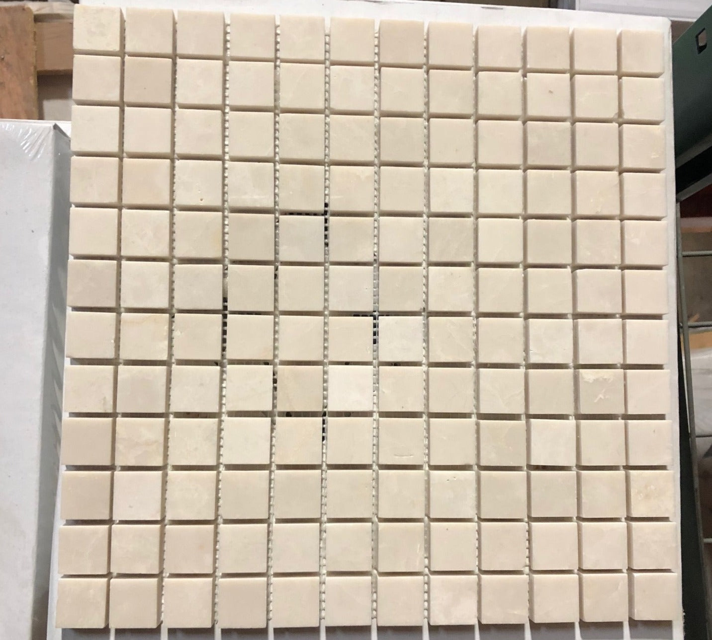 Botticino Beige Marble 1x1 Polished Mosaic Tile