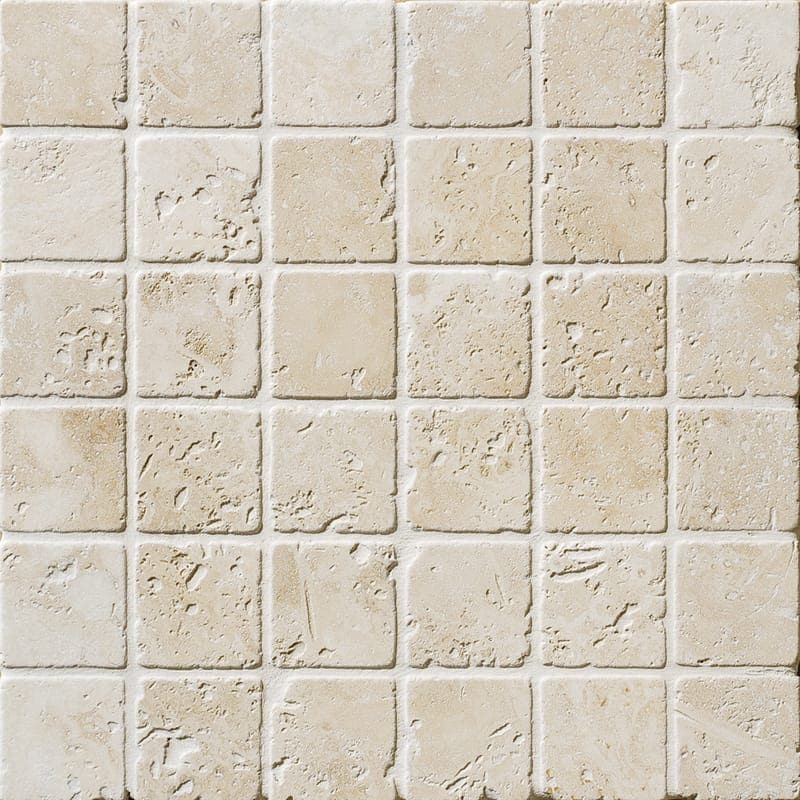 Ivory Travertine 2x2 Tumbled Mosaic Tile