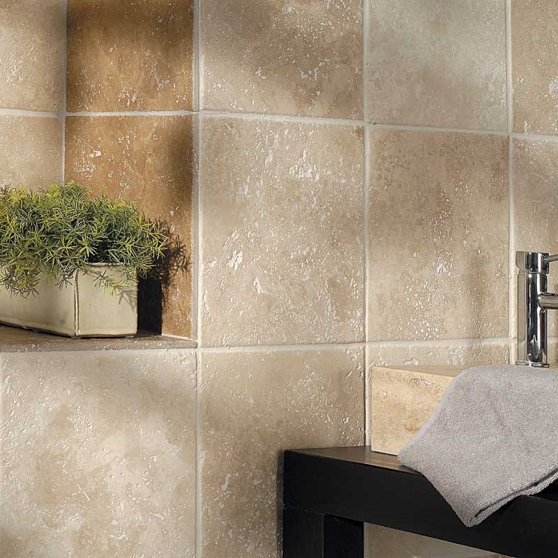 Ivory Travertine 12x12 Unfilled and Tumbled Tile