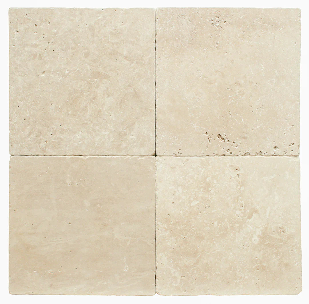 Ivory Travertine 12x12 Unfilled and Tumbled Tile