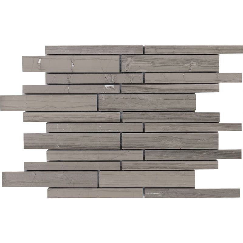 Haisa Dark Marble Staggered Joint Honed Mosaic Tile