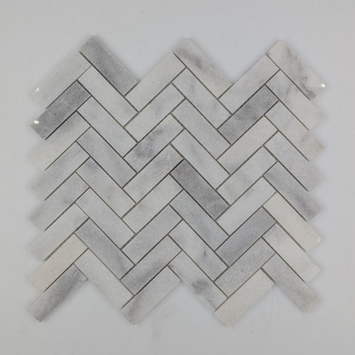 Bianco Caldo Mugla White 1x4 Herringbone Polished Mosaic Tile
