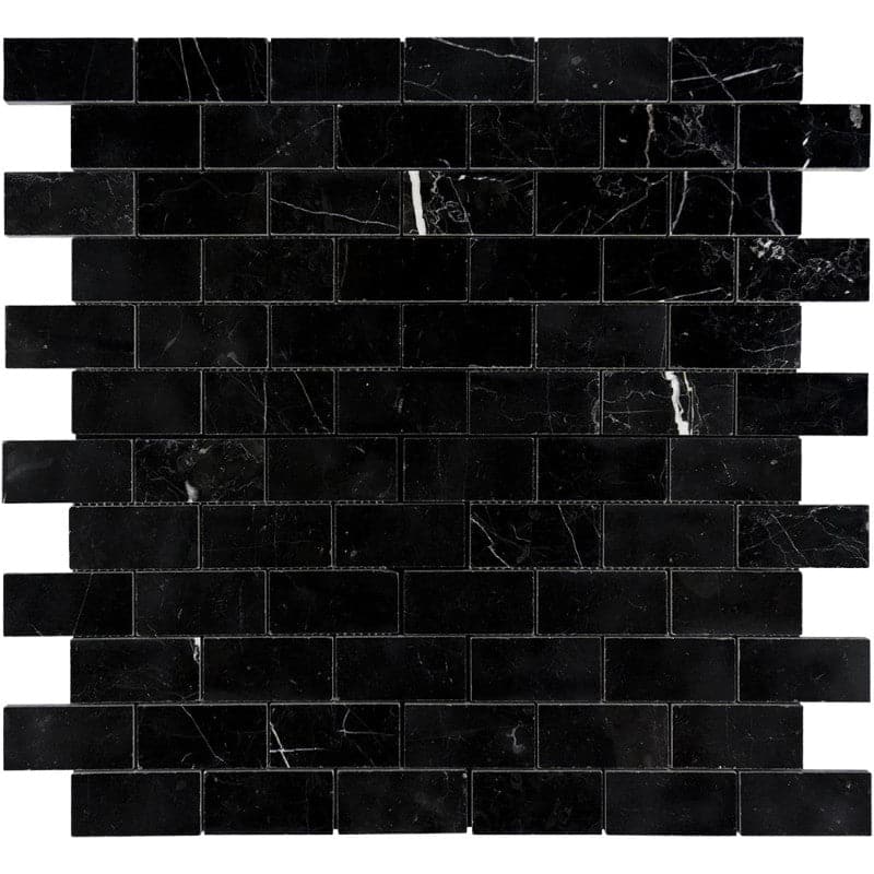 Nero Marquina Marble 2x4 Polished Mosaic Tile