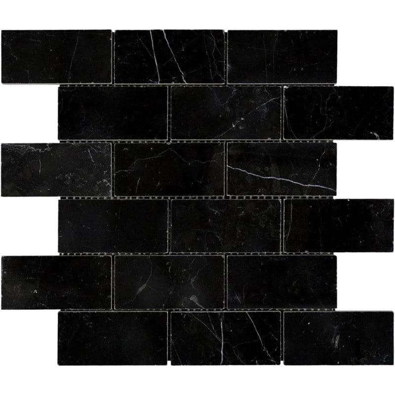 Nero Marquina Marble 2x4 Polished Mosaic Tile