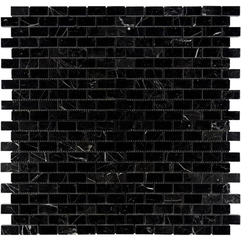 Nero Marquina Marble 1x2 Polished Mosaic Tile