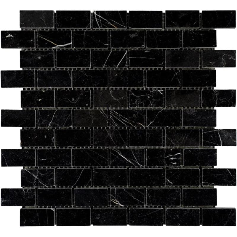 Nero Marquina Marble 1x2 Polished Mosaic Tile