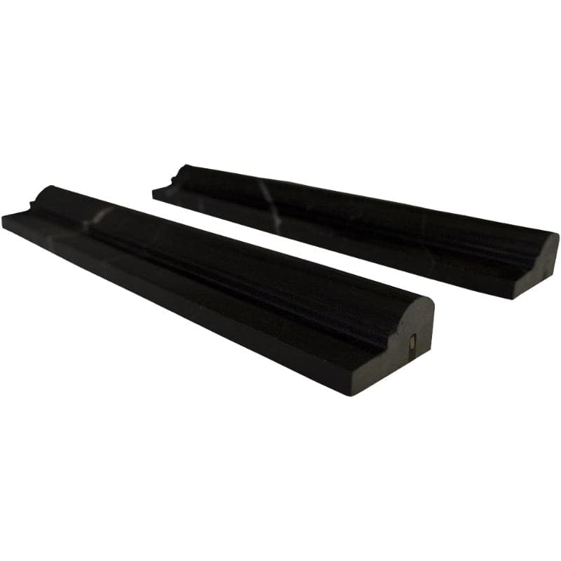 Nero Marquina Marble 2x12 1 Step Polished Chairrail