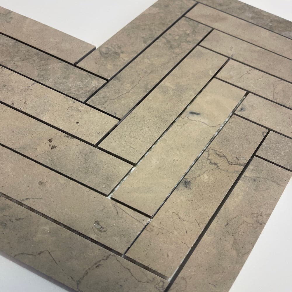 Nova Grey 1x6 Herringbone Honed Limestone Mosaic Tile