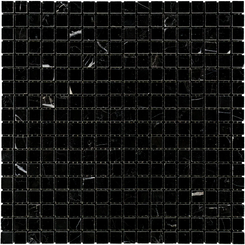 Nero Marquina Marble 5/8x5/8 Honed Mosaic Tile