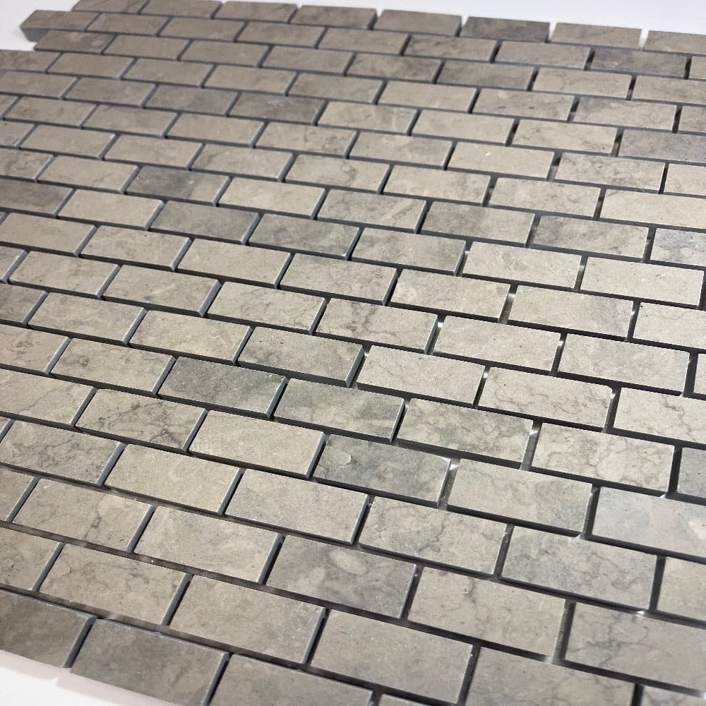 Nova Grey Limestone Mini Brick 1/2X1 Honed Mosaic Tile
