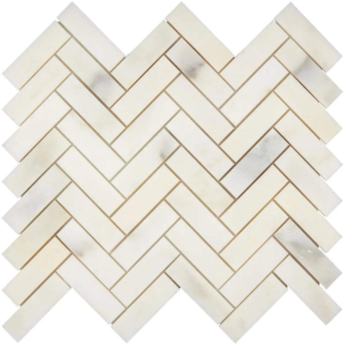 Calacatta Oliva Marble 1x3 Herringbone Polished Mosaic Tile