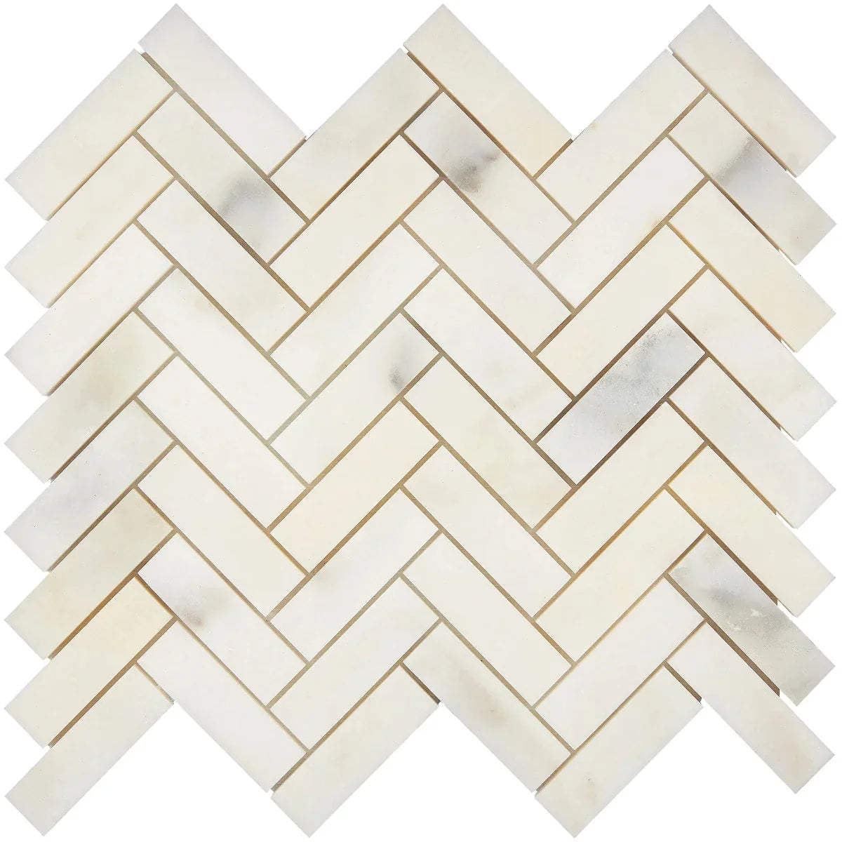 Calacatta Oliva Marble 1x3 Herringbone Honed Mosaic Tile