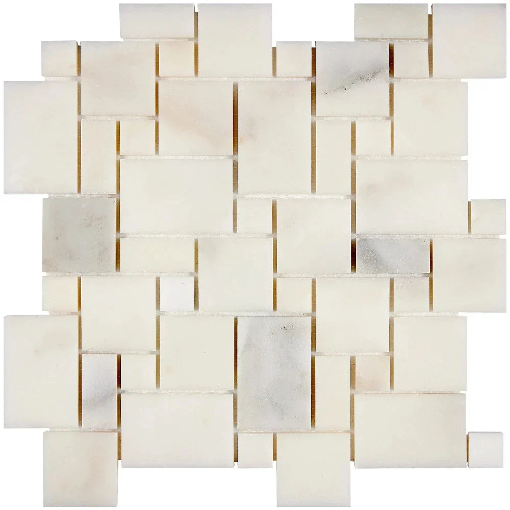 Calacatta Oliva Marble Mini Versailles Pattern Honed Mosaic Tile