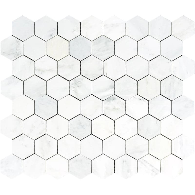 Asian Statuary (Oriental White) Marble 3x3 Hexagon Honed Mosaic Tile