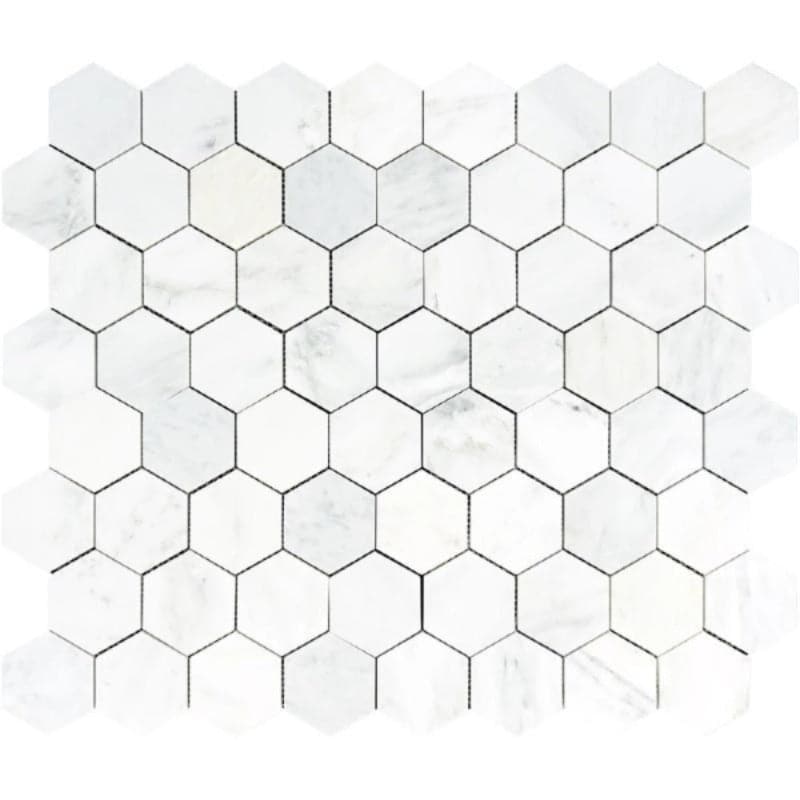 Asian Statuary (Oriental White) Marble 2x2 Hexagon Honed Mosaic Tile