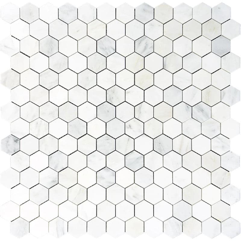Asian Statuary (Oriental White) Marble 1x1 Hexagon Honed Mosaic Tile