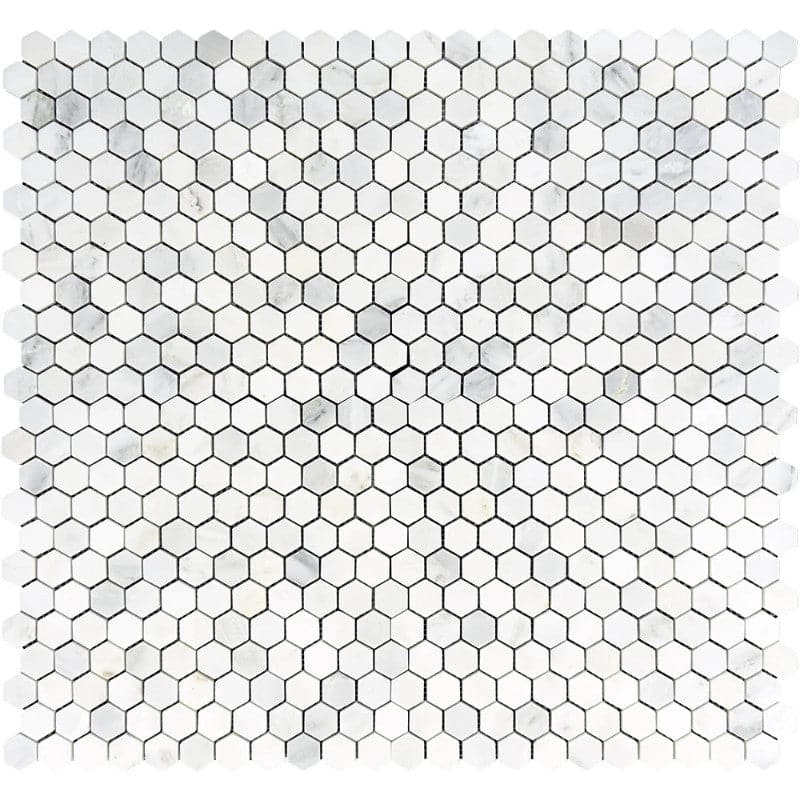 Asian Statuary (Oriental White) Marble 1x1 Hexagon Polished Mosaic Tile