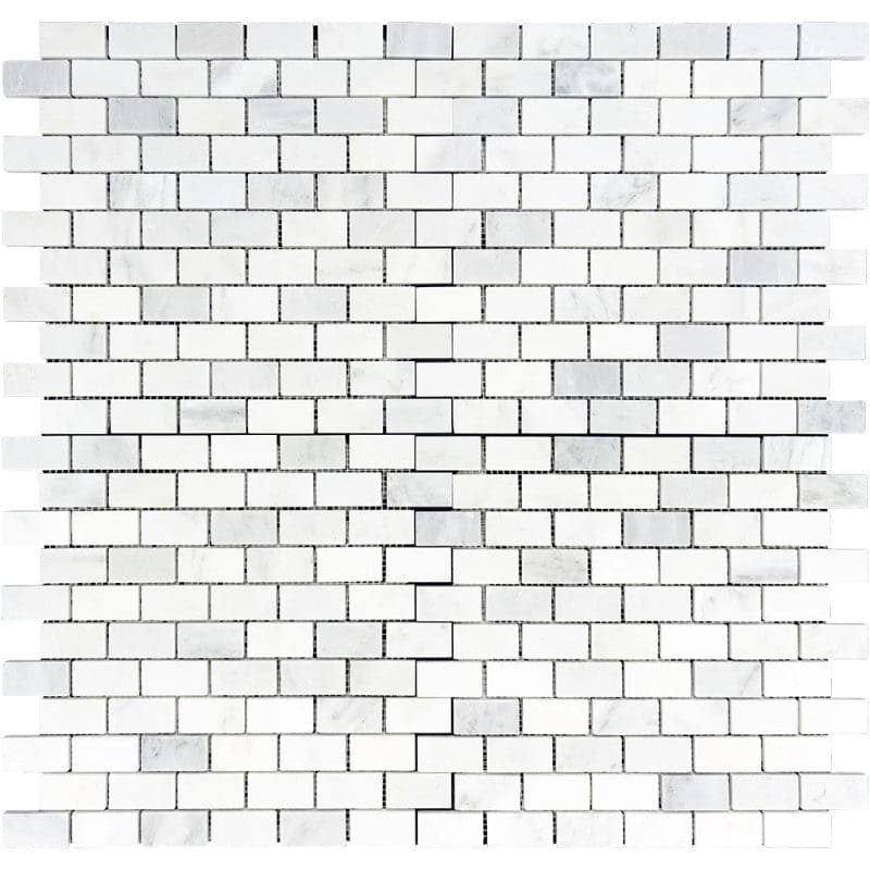 Asian Statuary (Oriental White) Marble 1x2 Polished Mosaic Tile