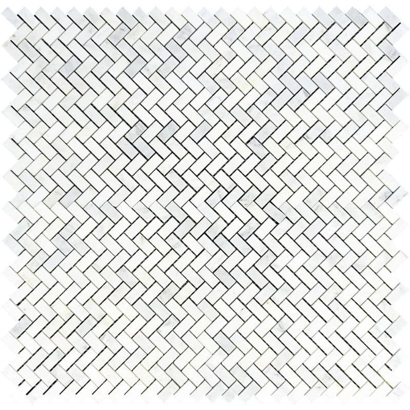Asian Statuary (Oriental White) Marble 5/8 X 1 1/4 Herringbone Polished Mosaic Tile