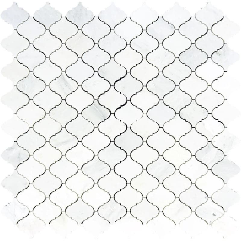 Asian Statuary (Oriental White) Marble Lantern Polished Mosaic Tile