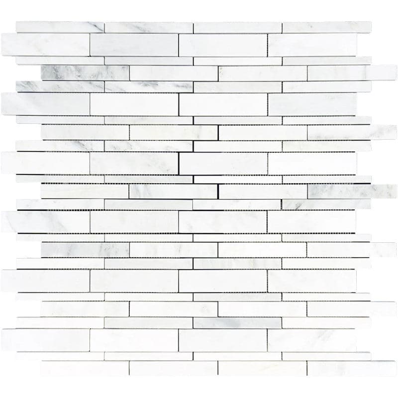 Asian Statuary (Oriental White) Marble Random Insert Polished Mosaic Tile
