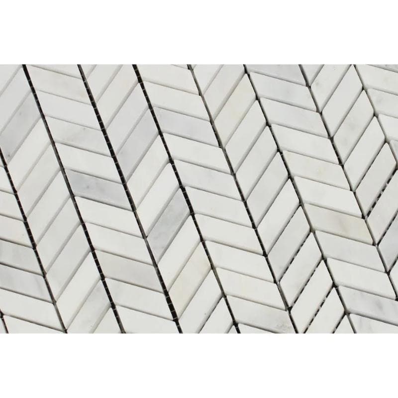 Asian Statuary (Oriental White) Marble Mini Chevron Honed Mosaic Tile