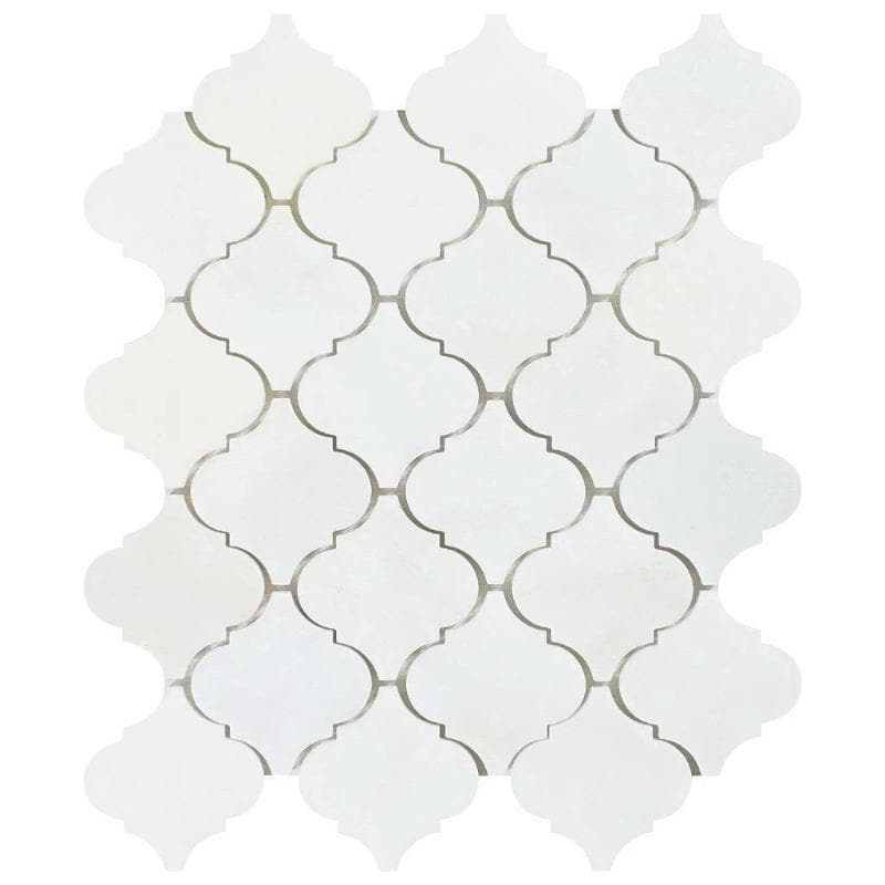 Asian Statuary (Oriental White) Marble Lantern Polished Mosaic Tile