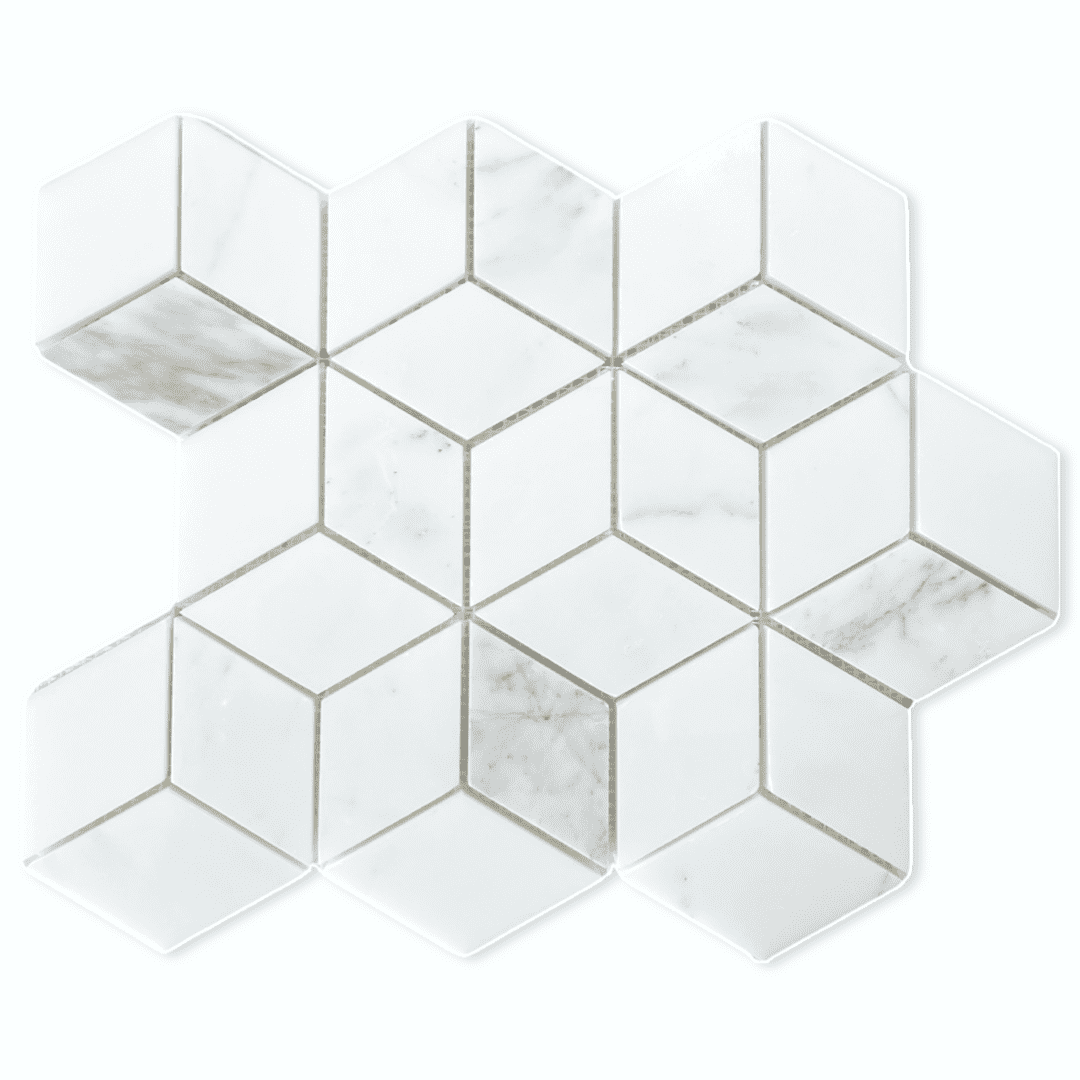 Statuario Marble 3D Rhombus Marble Mosaic Tile