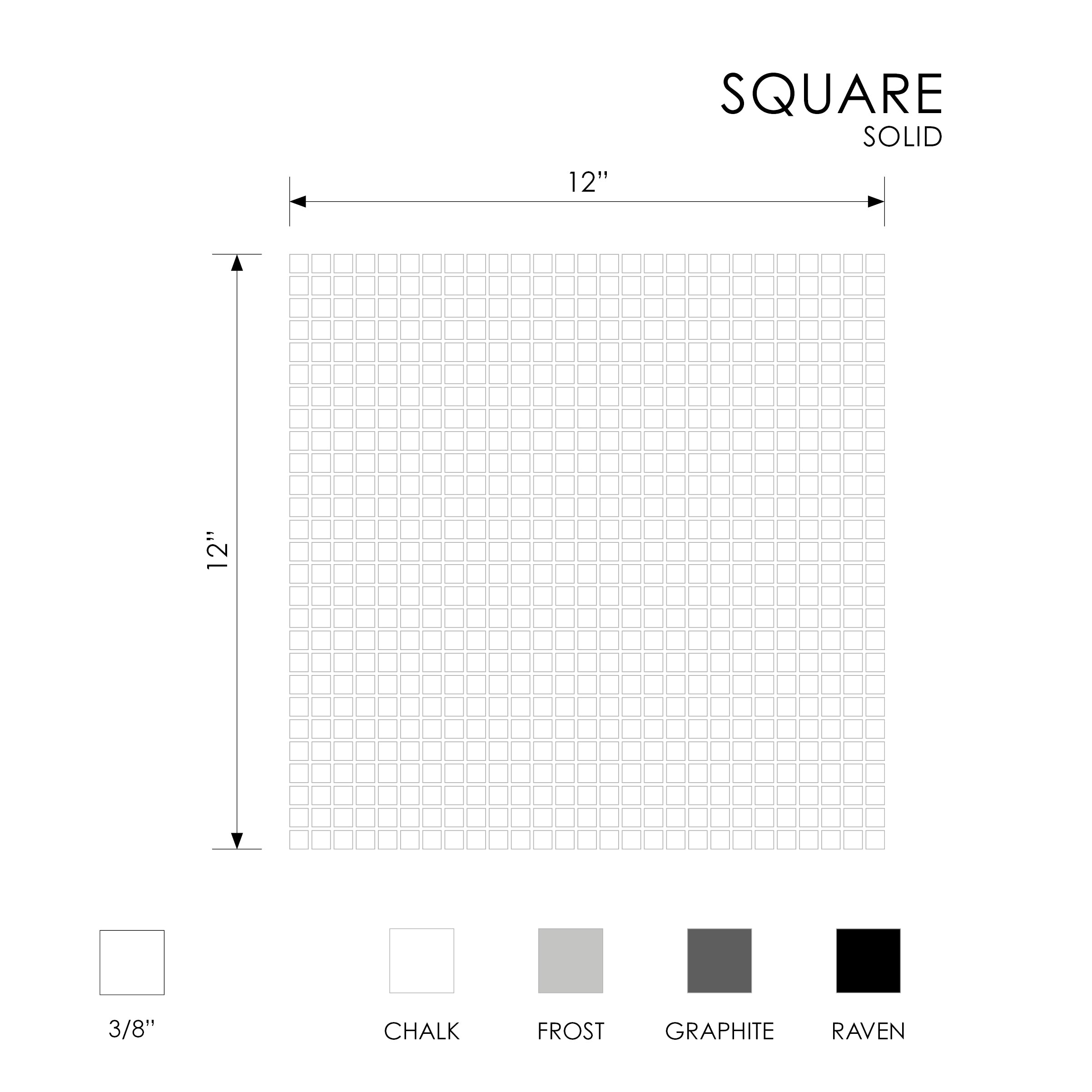 Geometro Solid Square Frost Recycled Glass Mosaic Tile