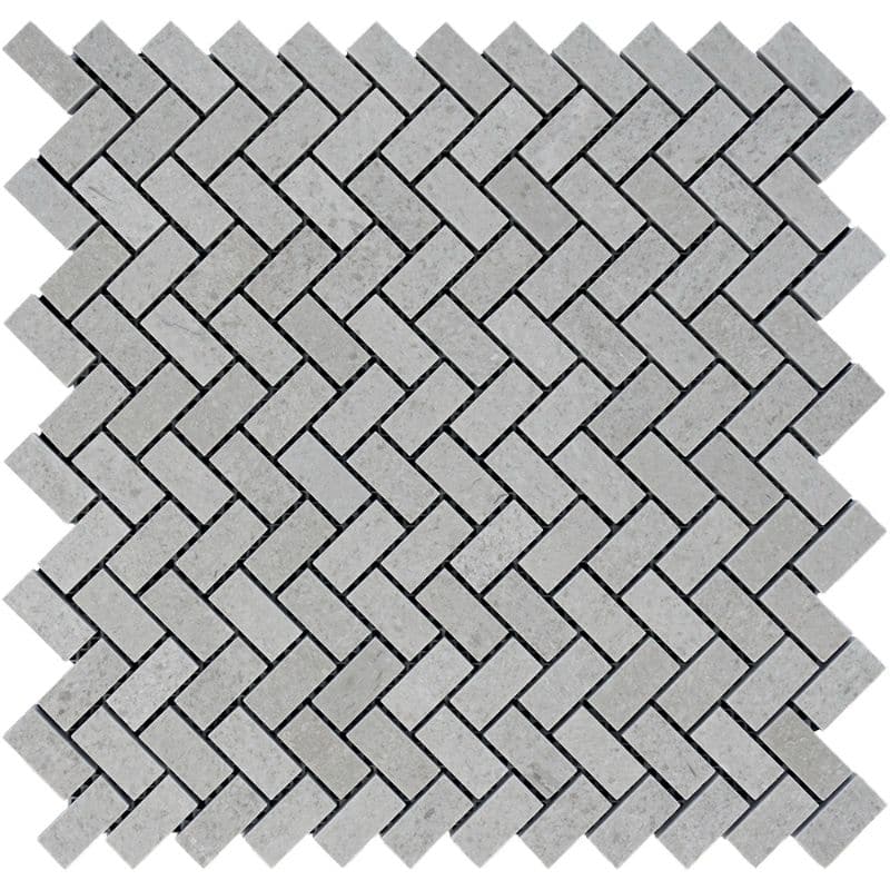 Spanish Grey Marble 1x2 Herringbone Polished Mosaic Tile