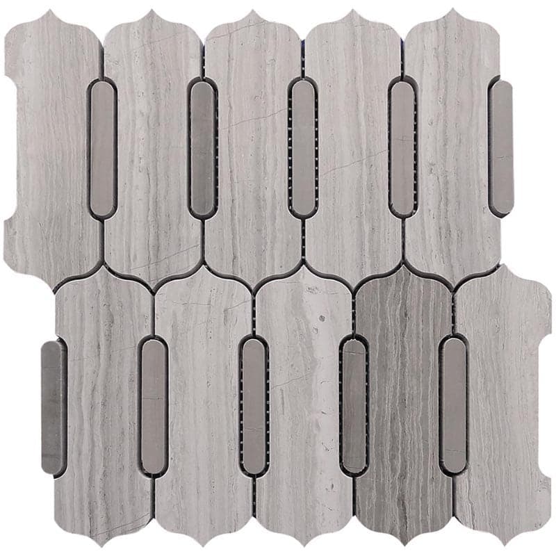OAKWOOD Wooden Gray / Athens Gray Mosaic Tile