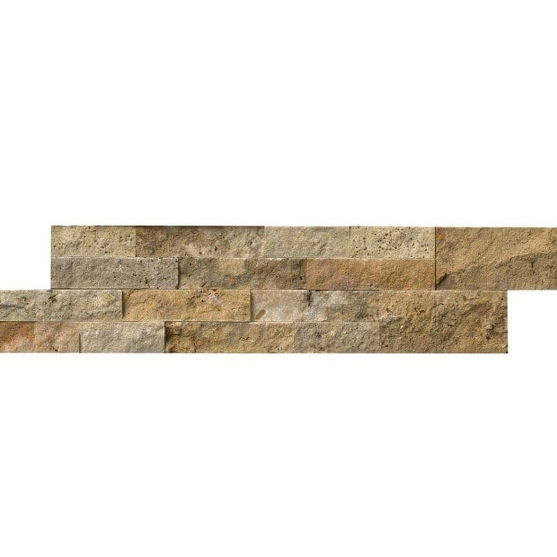 Scabos Travertine 6x24 Split Face Stacked Stone Ledger Panel