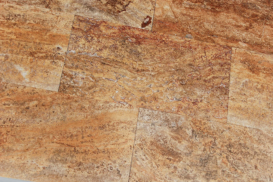 Scabos Travertine 12x24 Filled and Polished Vein Cut Tile (Clearance)