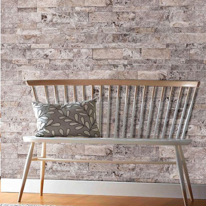 Silver Travertine 6x24 Split Face Stacked Stone Ledger Panel