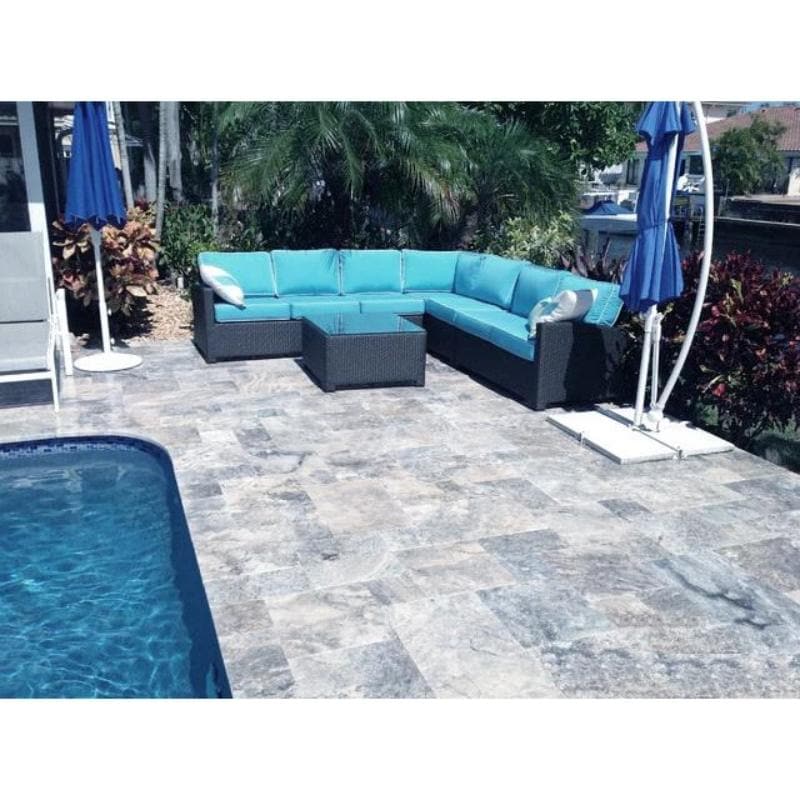 Silver Travertine 3cm Paver Tumbled Versailles Pattern