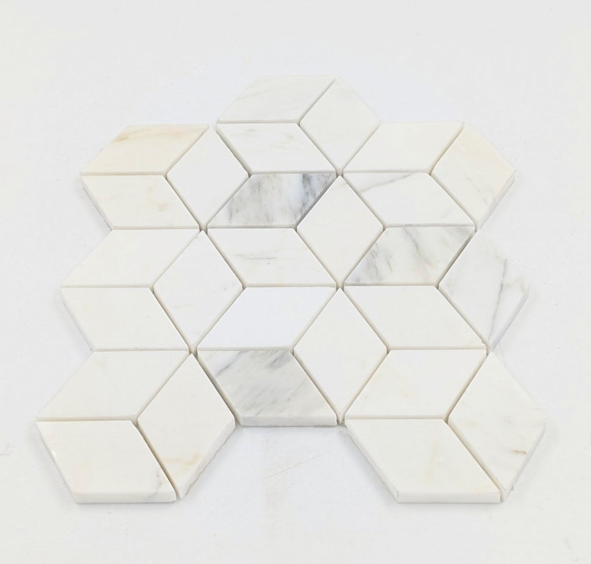 Statuario Marble 3D Rhombus Marble Mosaic Tile