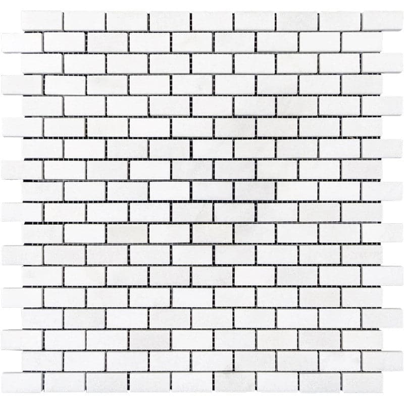 Thassos White Marble 1x2 Honed Mosaic Tile