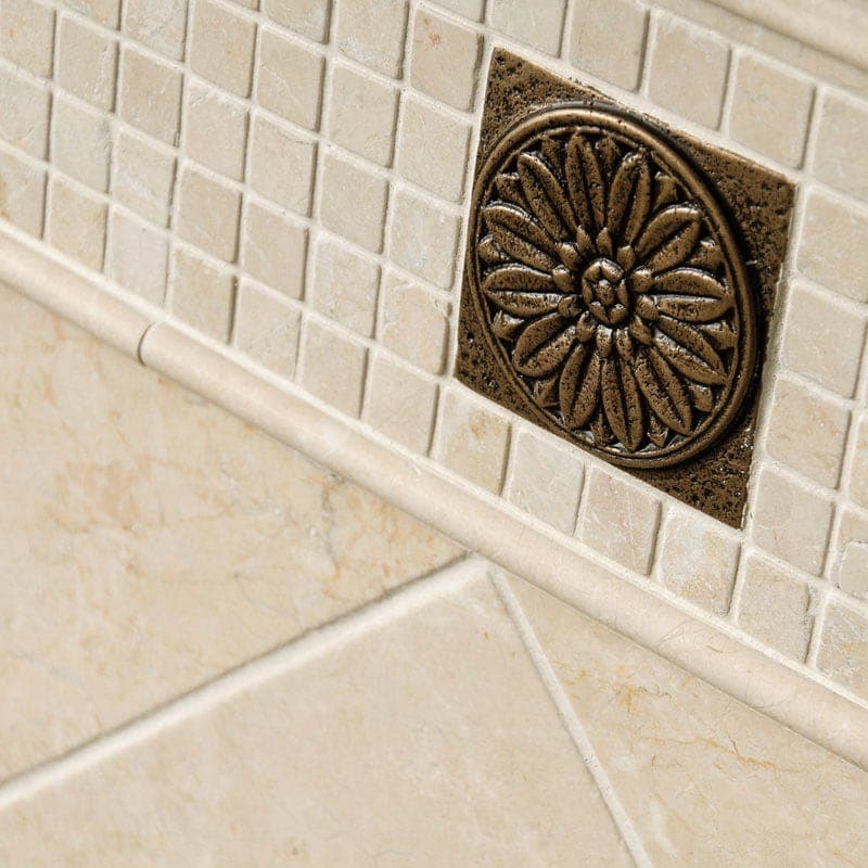 Botticino Beige Marble 1x1 Tumbled Mosaic Tile