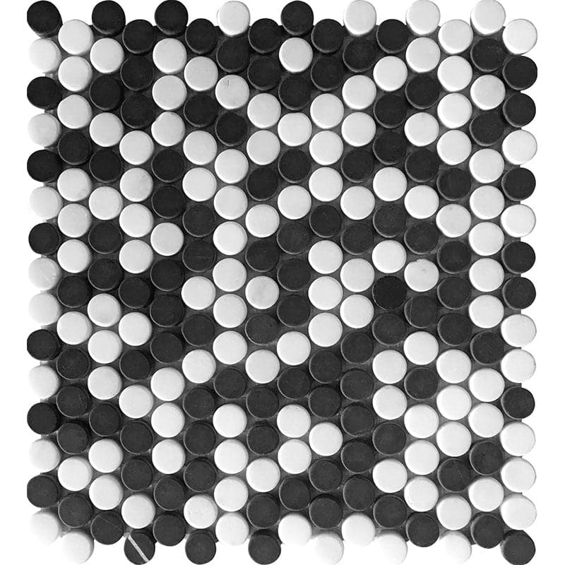 BIANCO NERO PENNY ROUND MOSAIC TILE