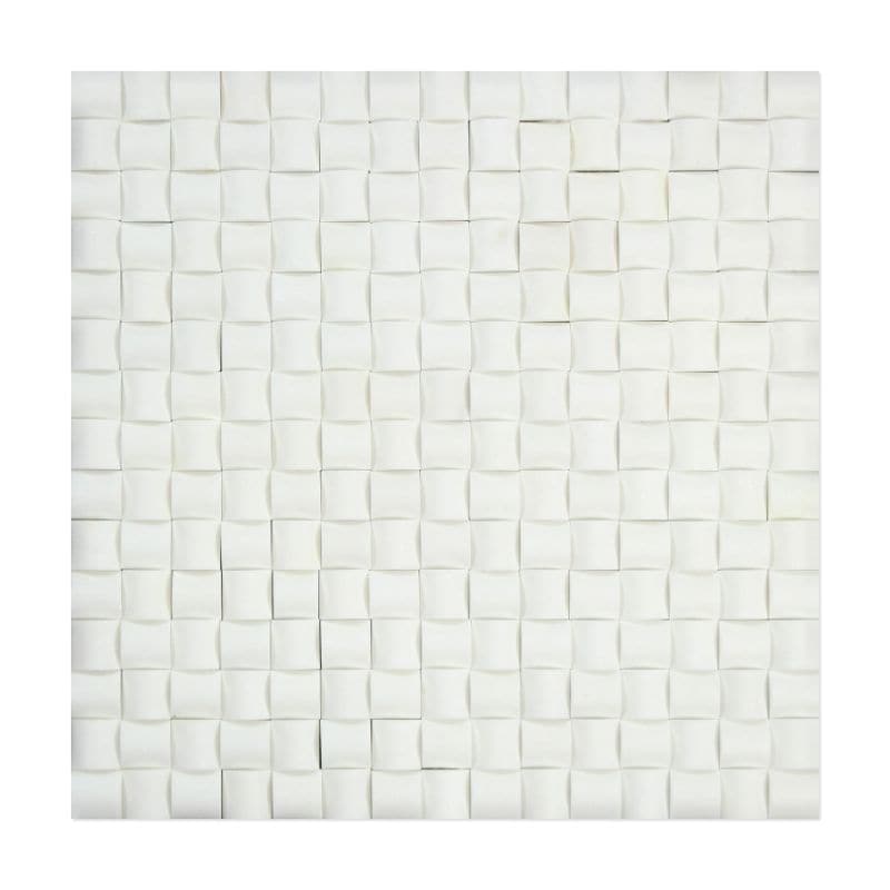 Thassos White Marble 3D Pillow Polished Mosaic Tile
