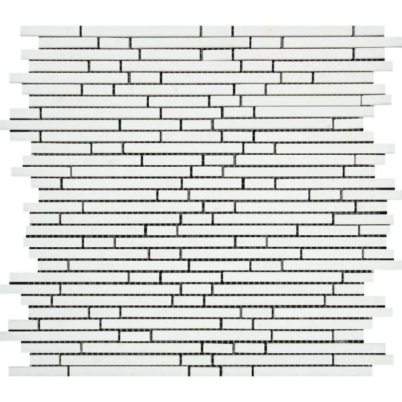 Thassos White Marble Honed Bamboo Sticks Design Mosaic Tile